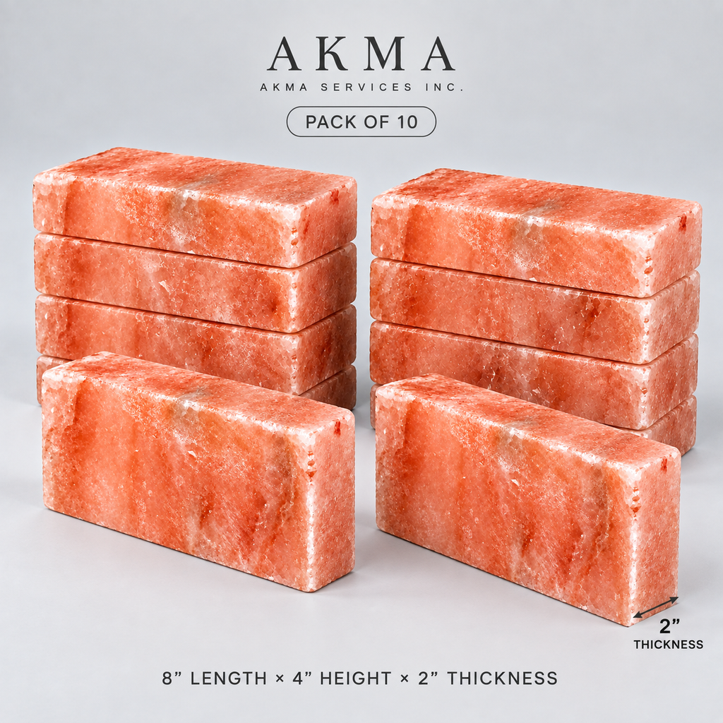 Himalayan Pink Salt Bricks – Pack of 10 | 8 × 4 × 2 Inches