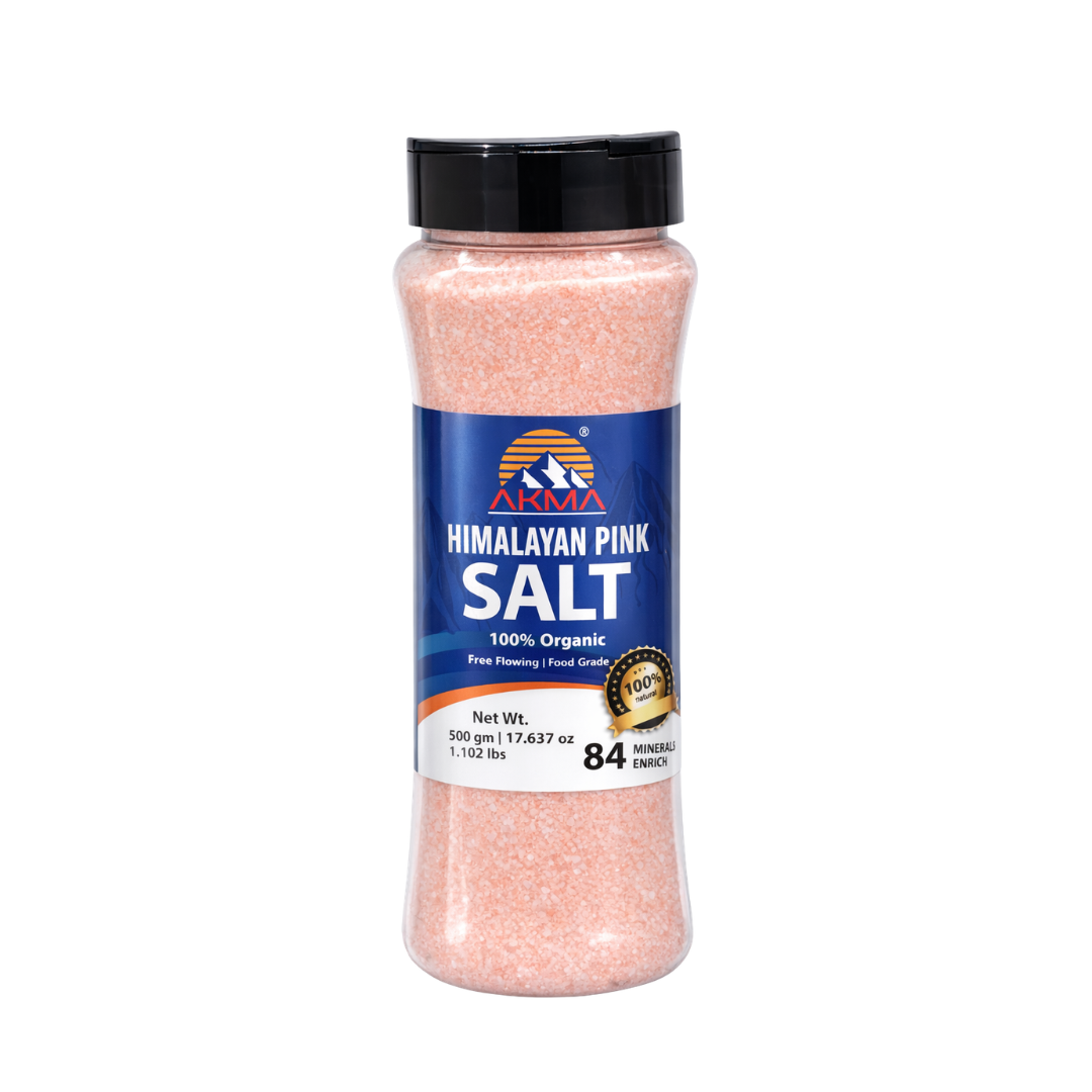 AKMA HIMALAYAN PINK SALT FINE | SHAKER BOTTLE 500 g | 17.63 oz | 1.10 lbs