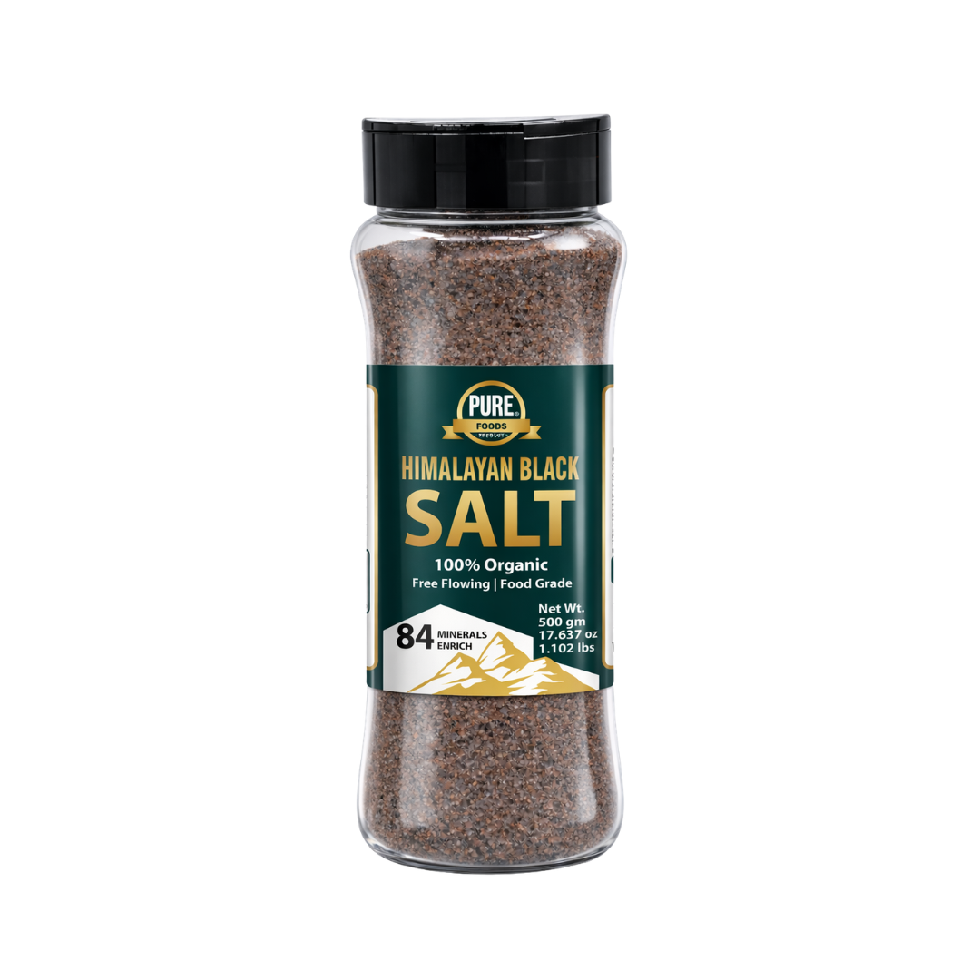 PURE HIMALAYAN BLACK SALT FINE | SHAKER BOTTLE 500 g | 17.63 oz | 1.10 lbs