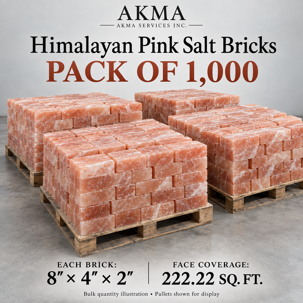 Himalayan Pink Salt Bricks – Pack of 1,000 | 8 × 4 × 2 Inches