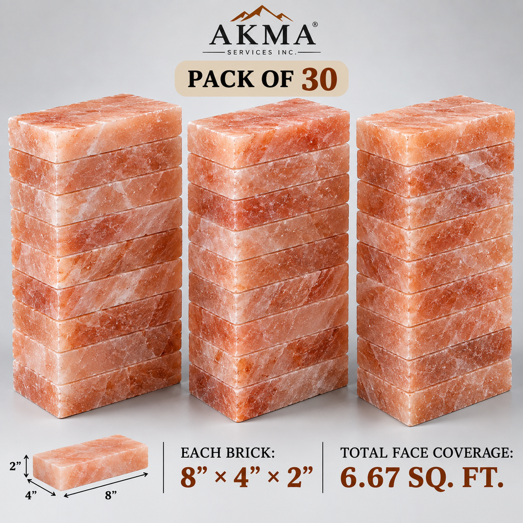 Himalayan Pink Salt Bricks – Pack of 30 | 8 × 4 × 2 Inches