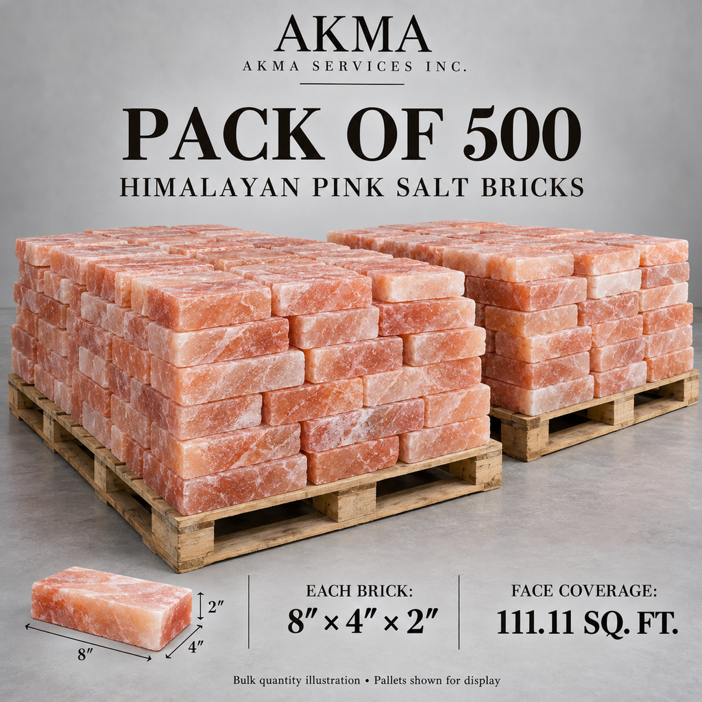 Himalayan Pink Salt Bricks – Pack of 500 | 8 × 4 × 2 Inches