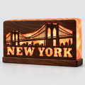 New York Brooklyn Bridge 3D Salt Brick Lamp with Wooden Base – 8 × 4 × 2 Inches