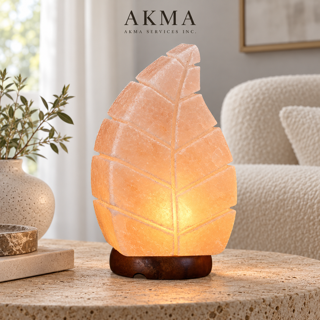 AKMA Leaf Shape Pink Salt Lamp