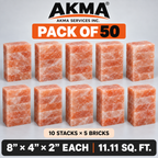Himalayan Pink Salt Bricks – Pack of 50 | 8 × 4 × 2 Inches