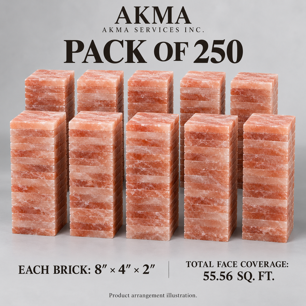 Himalayan Pink Salt Bricks – Pack of 250 | 8 × 4 × 2 Inches