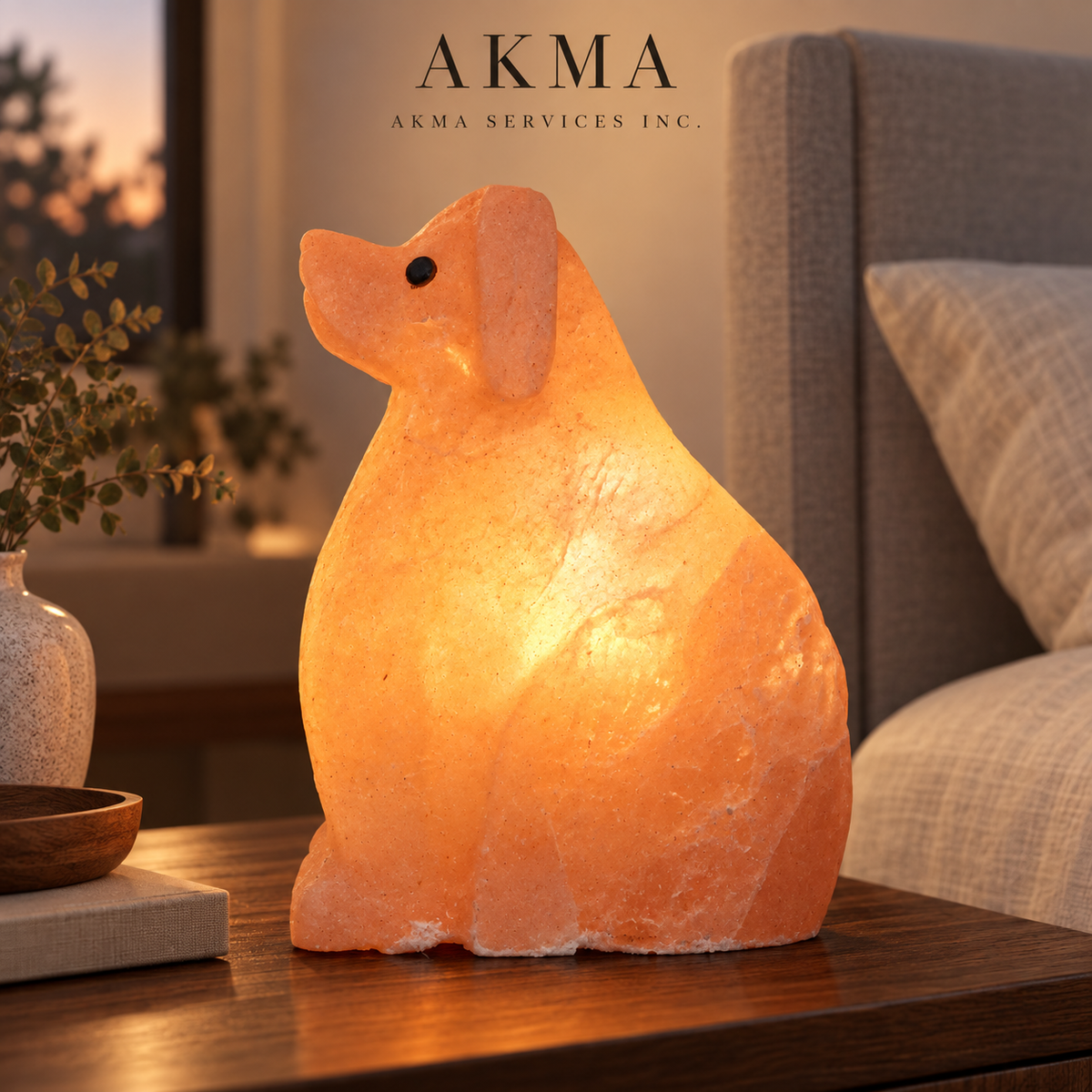 AKMA Dog Shape Pink Salt Lamp